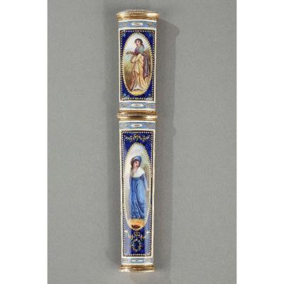 Gold And Enamel Case. Late 18th Century Swiss Craftsmanship. 