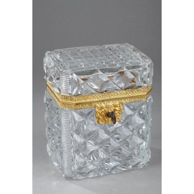 Charles X Cut Crystal Casket With Ormolu Mounts.