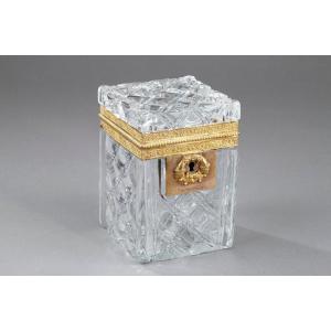 Charles X Cut Crystal Casket With Ormolu Mounts.