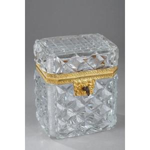Charles X Cut Crystal Casket With Ormolu Mounts. 