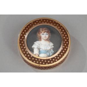 French Gold-mounted Tortoiseshell With Miniature, 18th Century