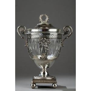 Early 19th Century Silver And Crystal Candy Dish. 