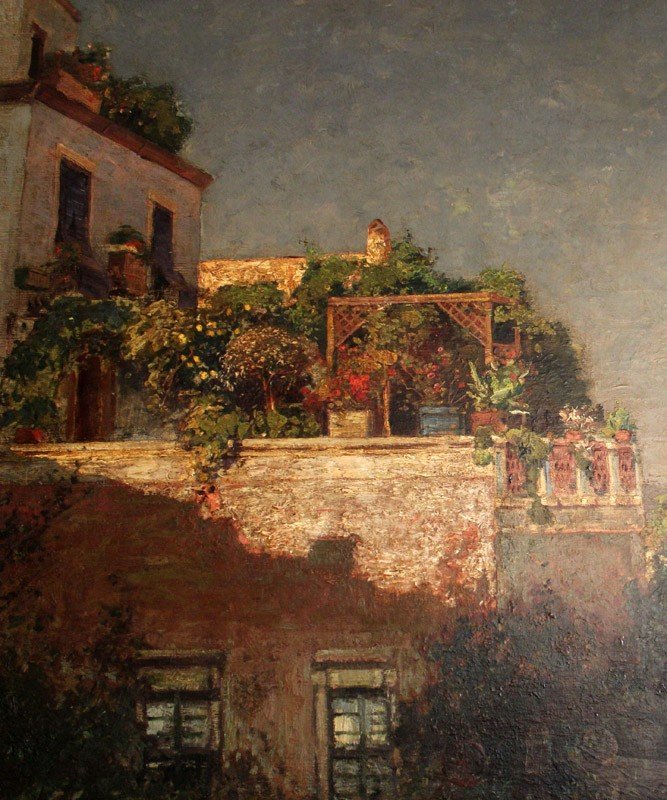 " Heinrich Hermanns " Dipinto raffigurante Veduta di Napoli, olio su tela -photo-1