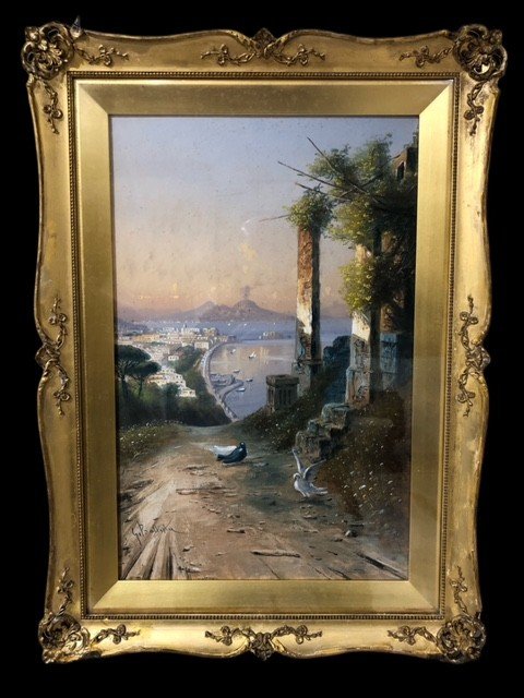 ACQUERELLO " VEDUTA DI NAPOLI " F.TO G.BATTISTA-photo-1