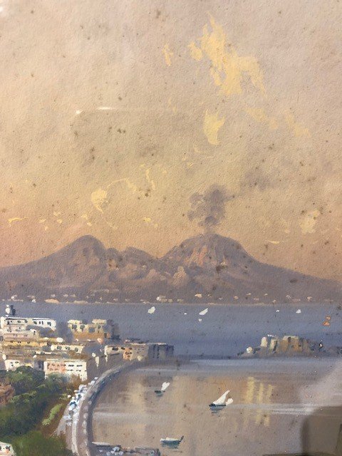 ACQUERELLO " VEDUTA DI NAPOLI " F.TO G.BATTISTA-photo-6