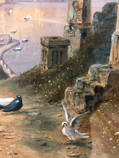 ACQUERELLO " VEDUTA DI NAPOLI " F.TO G.BATTISTA-photo-7