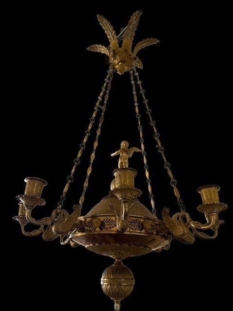 Lampadario in bronzo dorato-photo-3