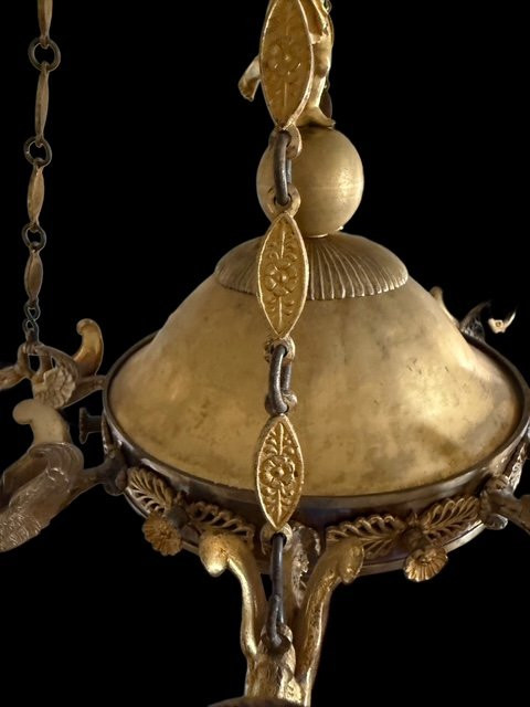 Lampadario in bronzo dorato-photo-4