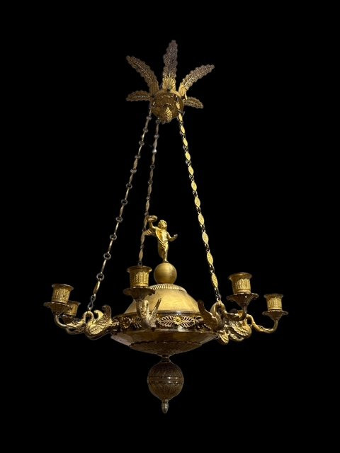 Lampadario in bronzo dorato-photo-6