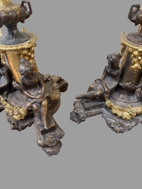 Coppia di lampade in bronzo -photo-5