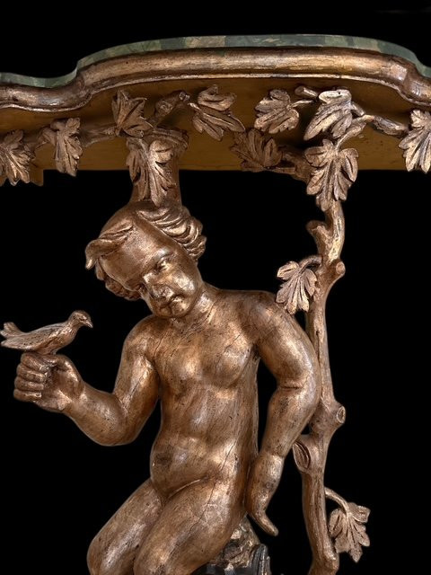Coppia di consolle laccate e dorate -photo-4