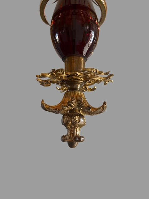 Importante lampadario in bronzo e cristallo-photo-4