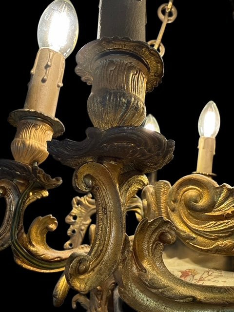 Lampadario in bronzo dorato. -photo-4