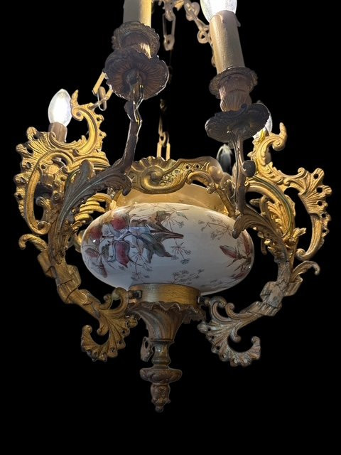 Lampadario in bronzo dorato. -photo-5