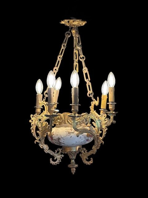 Lampadario in bronzo dorato. -photo-7