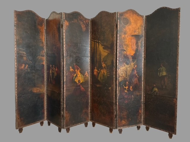 Paravento dipinto a sei pannelli 