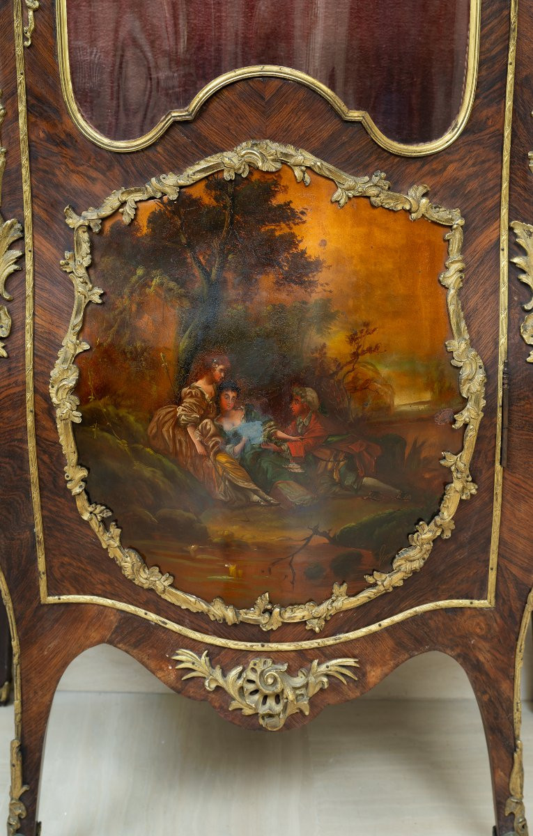 Vetrina dipinta Vernis Martin con bronzi dorati -photo-6