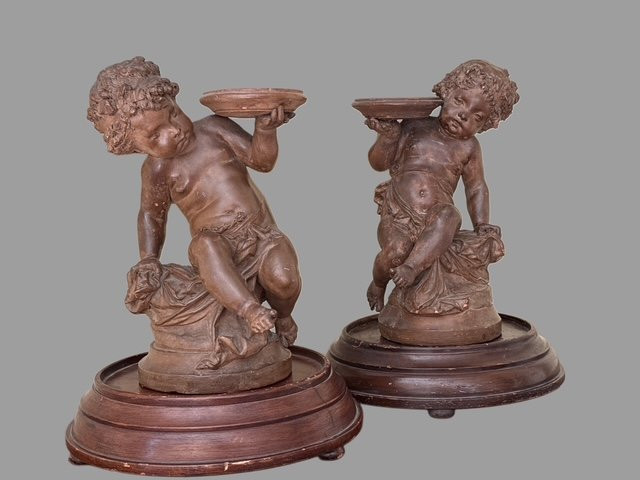 Coppia di sculture in terracotta -photo-2