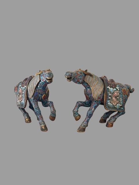 Coppia di cavalli Cloisonne' 