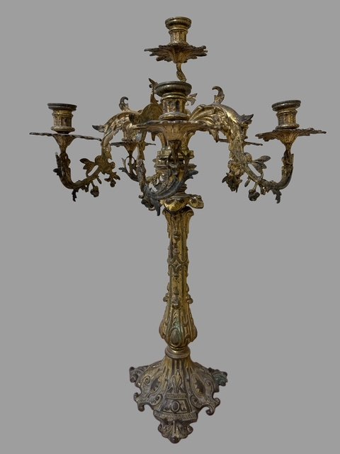 Candeliere in bronzo dorato-photo-4