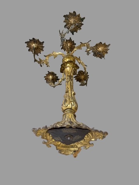 Candeliere in bronzo dorato-photo-2