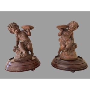 Coppia di sculture in terracotta