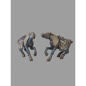 Coppia di cavalli Cloisonne' 
