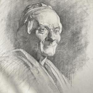 Portraits Of Voltaire Et J-l Gérôme  - Graphite Drawing