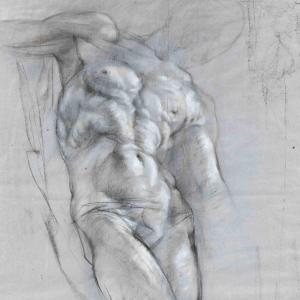 Male Torso - Drawing - Vasyl Vostryakov (b. 1962)