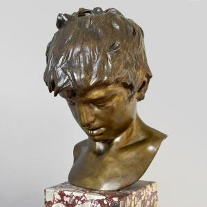 Bust Of A Young Fisherman - Vincenzo Gemito - Bronze On A Marble Base