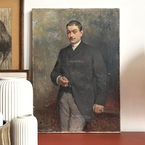 Portrait Of A Man - Henri Auguste Janet - Oil On Canvas