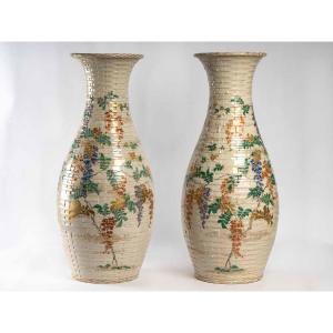 Pair Of Ceramic Vases From Japan Meiji Period (1868-1912)