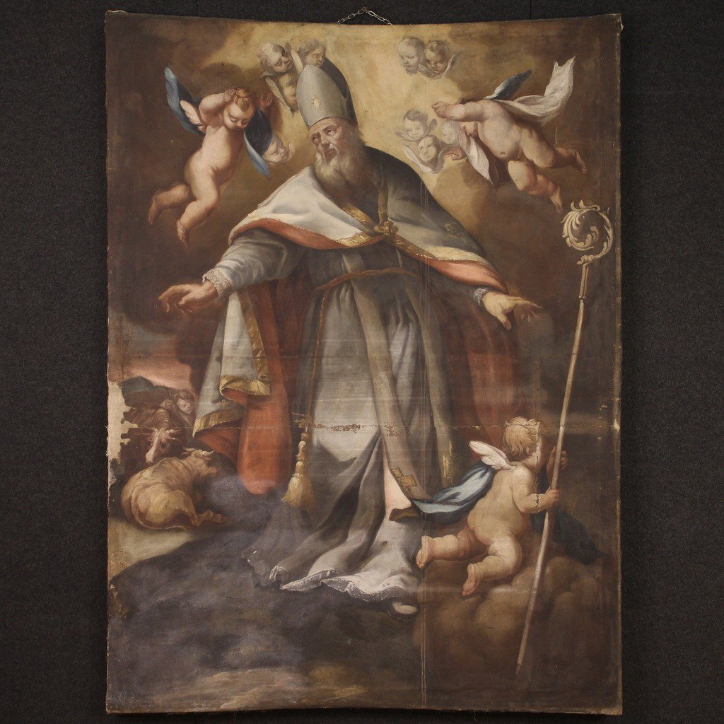 Grande quadro religioso della prima metà del XVIII secolo-photo-4