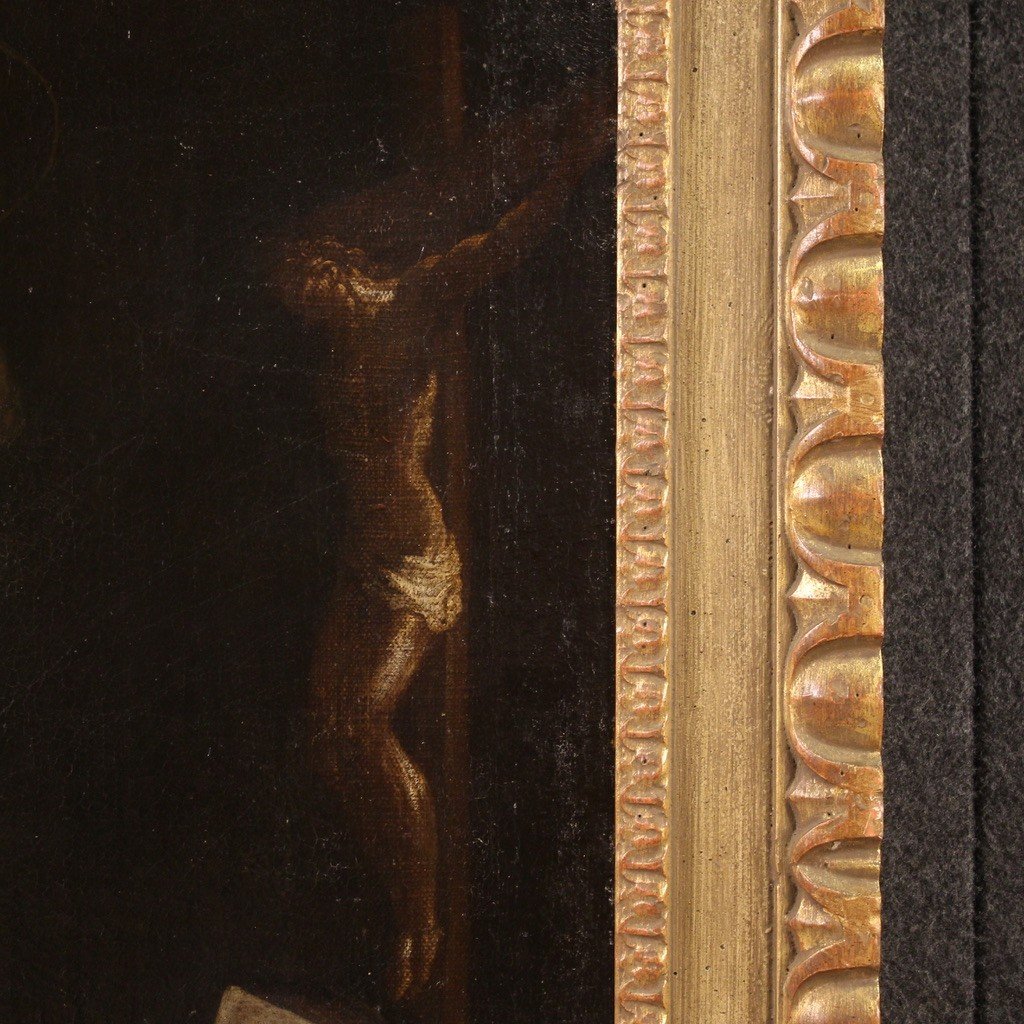 Antico dipinto italiano del XVII secolo, San Francesco-photo-4