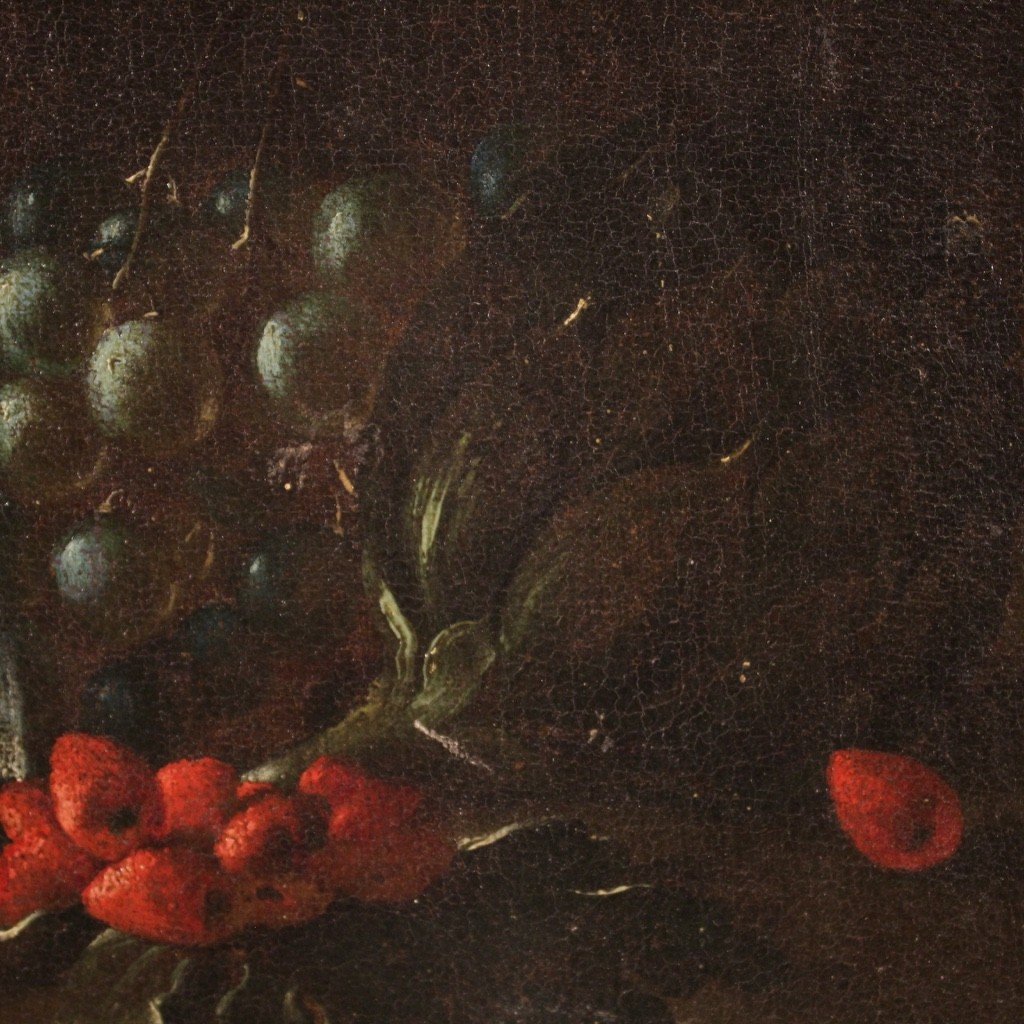 Antica natura morta con fiori e frutta del XVII secolo-photo-8