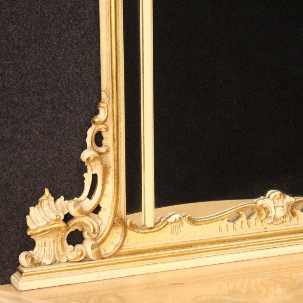 Grande console con specchiera laccata in stile Luigi XV-photo-3