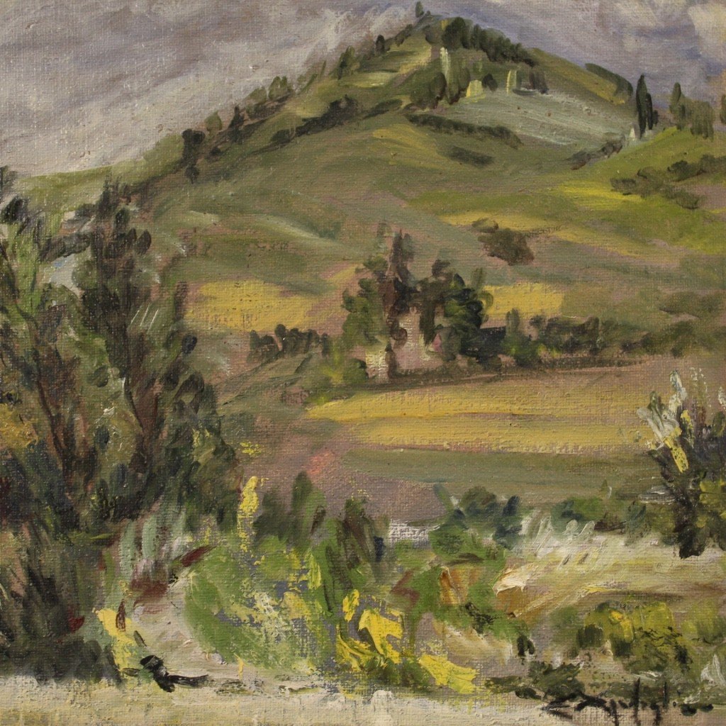 Dipinto Italiano paesaggio firmato in stile impressionista -photo-6