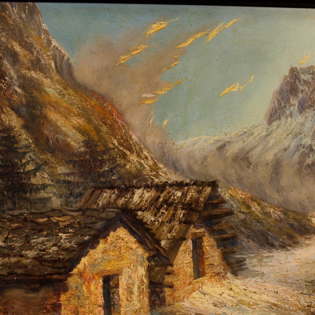 Dipinto francese paesaggio di montagna firmato-photo-7