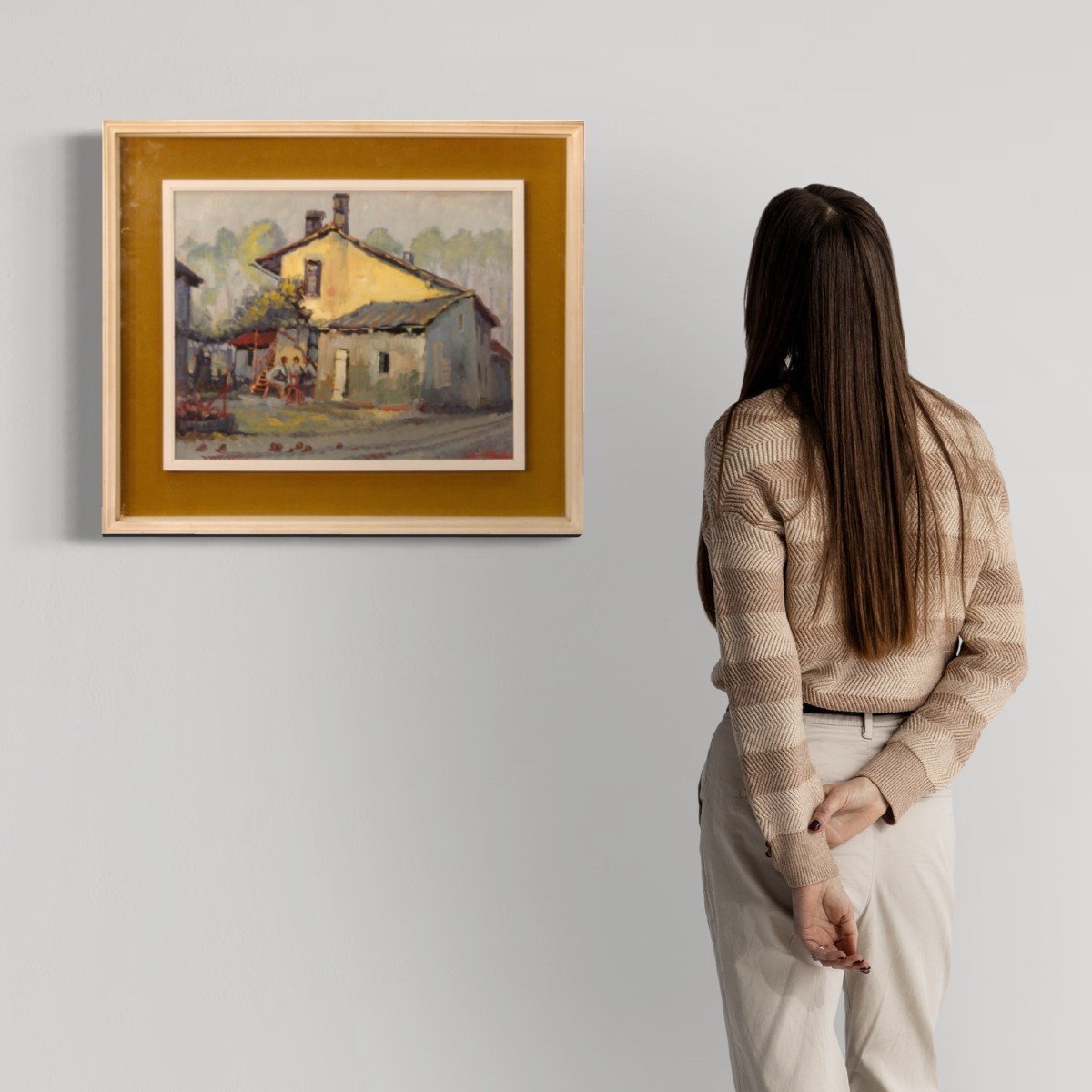 Dipinto italiano olio su tavoletta scena popolare firmato-photo-3