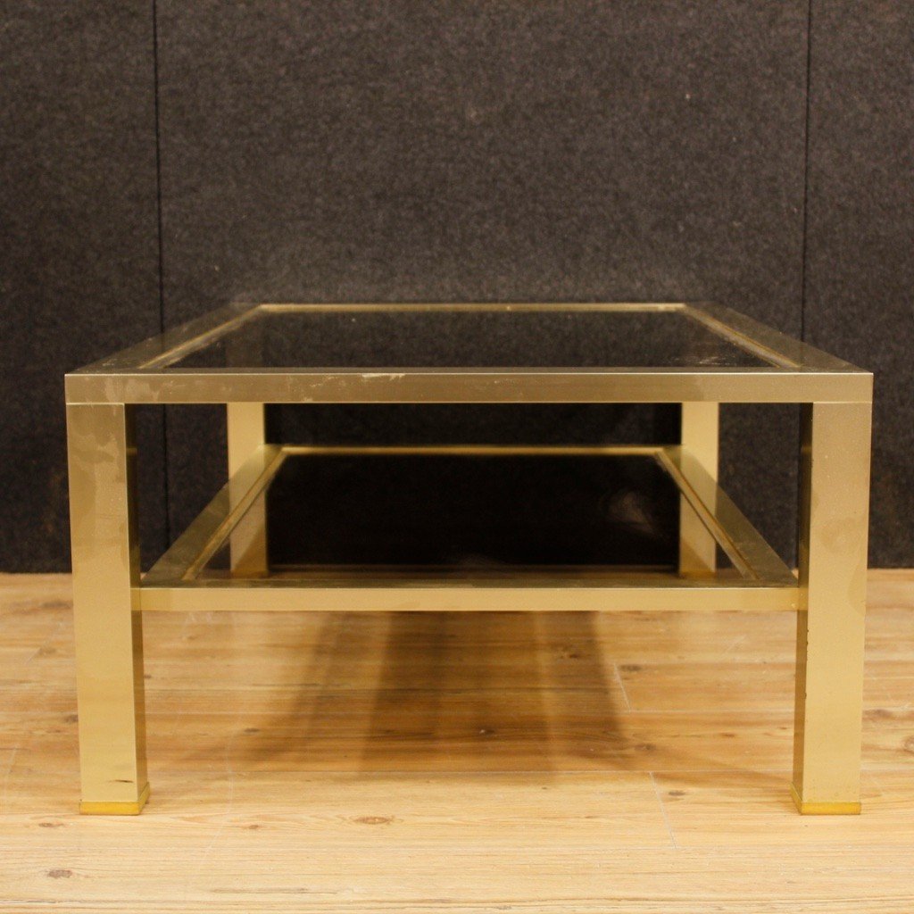 Tavolino francese di design in metallo e vetro-photo-5