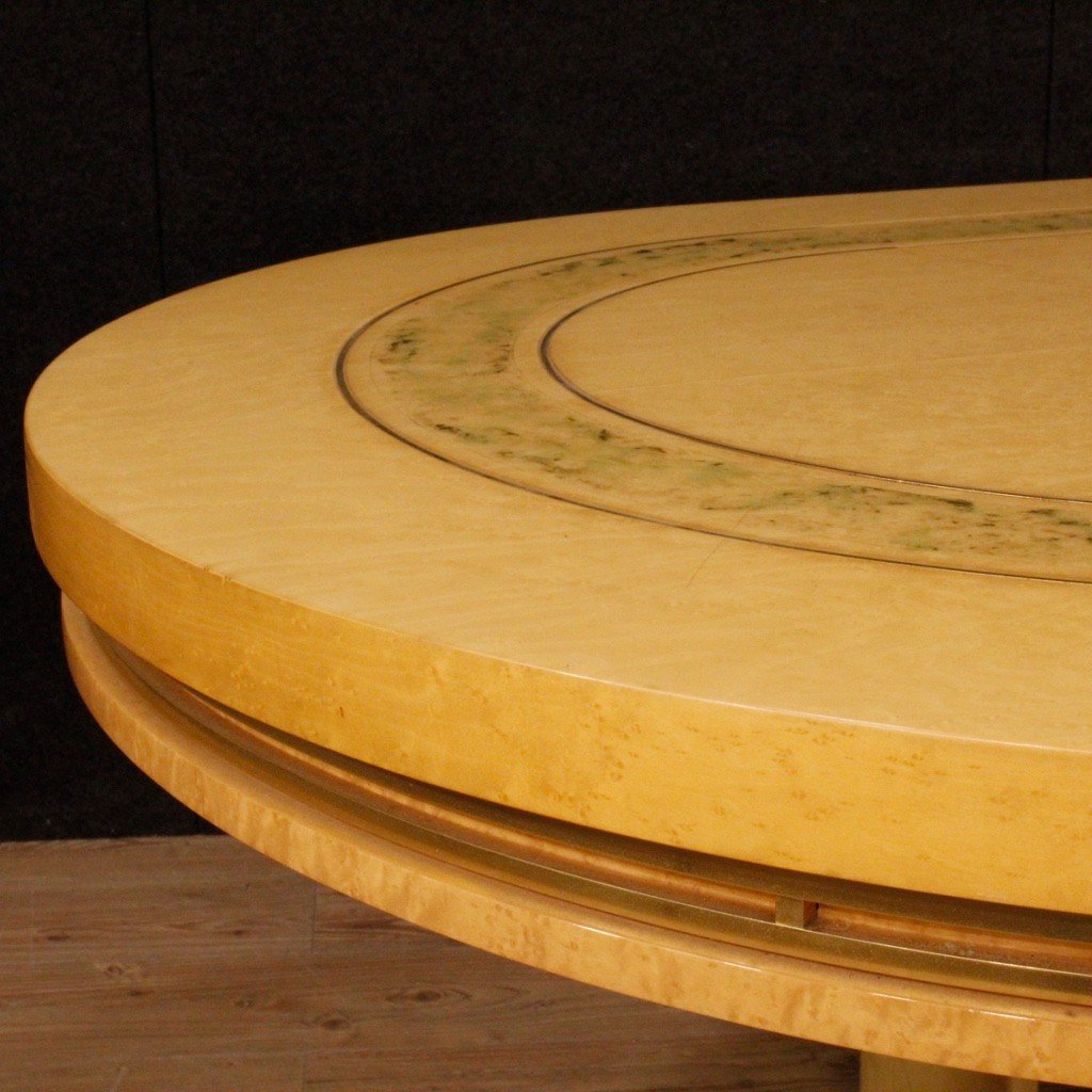 Tavolo da conferenza italiano in legno esotico del XX secolo-photo-4