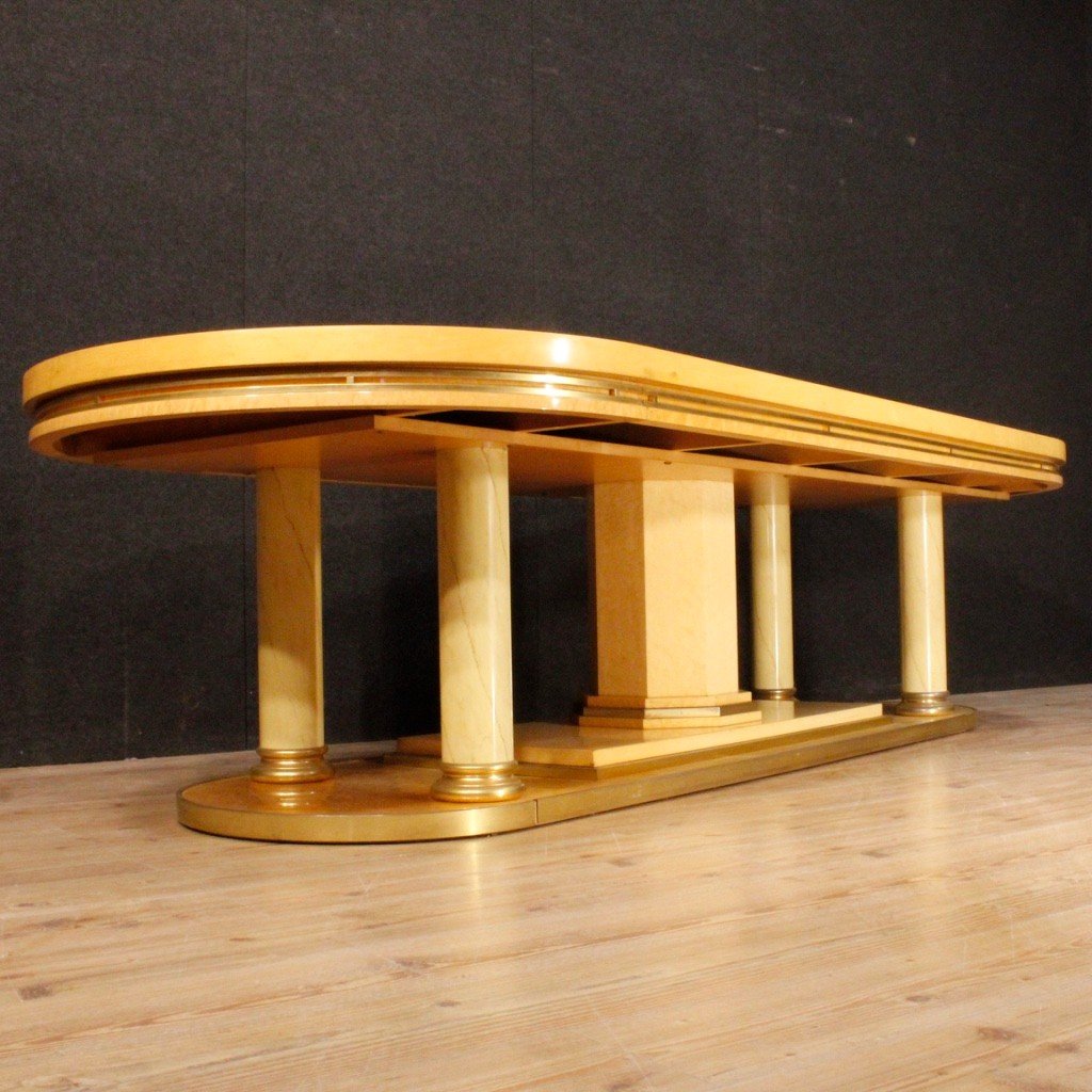 Tavolo da conferenza italiano in legno esotico del XX secolo-photo-1