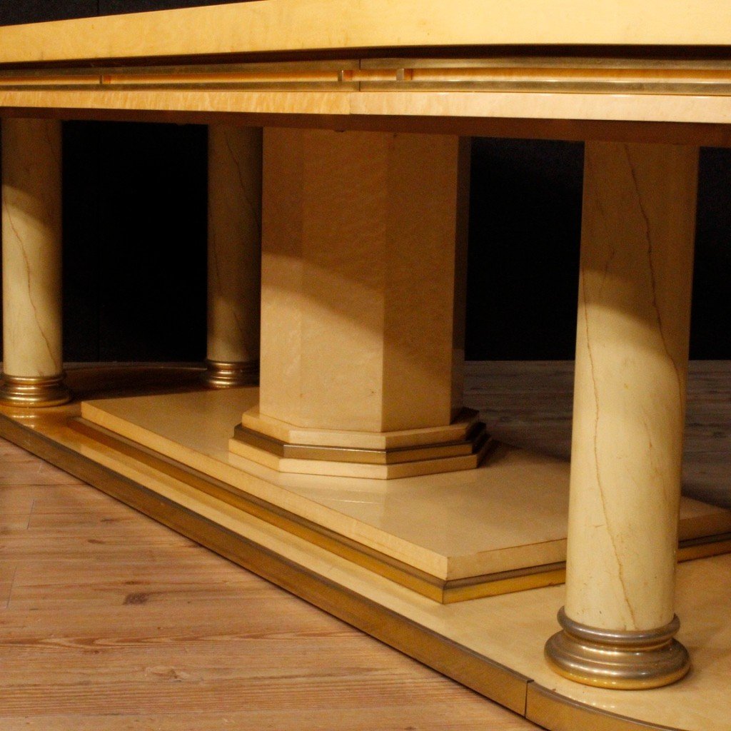 Tavolo da conferenza italiano in legno esotico del XX secolo-photo-6