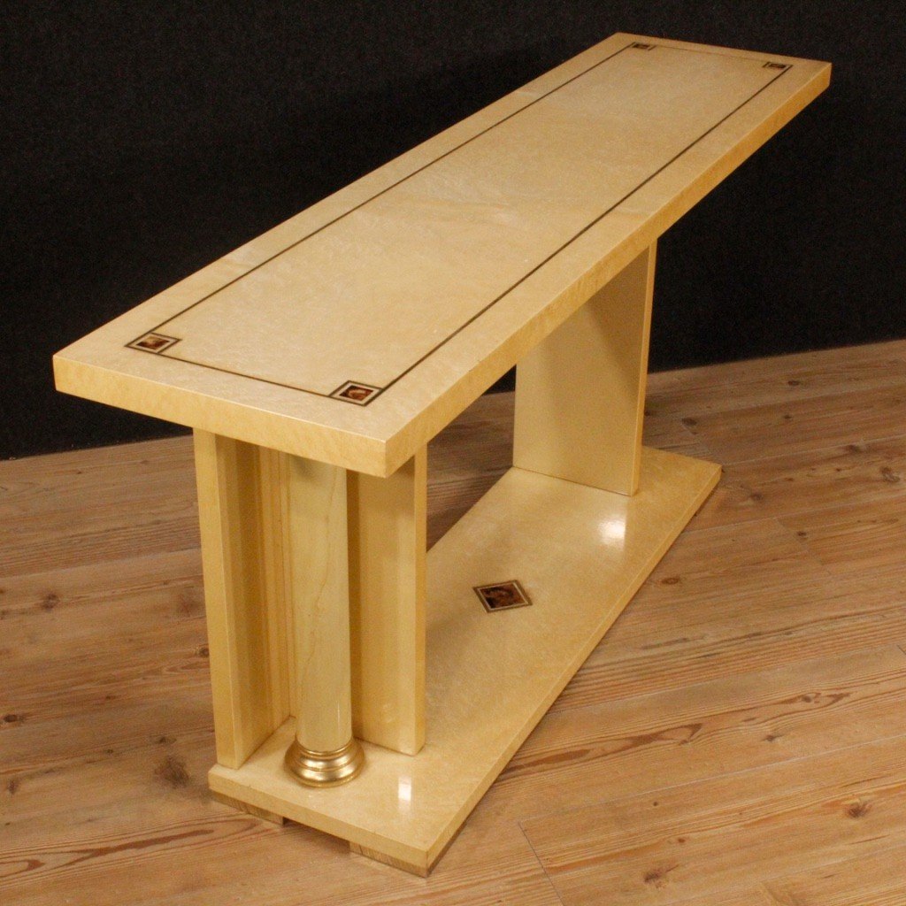 Console italiana in legno esotico del XX secolo-photo-2