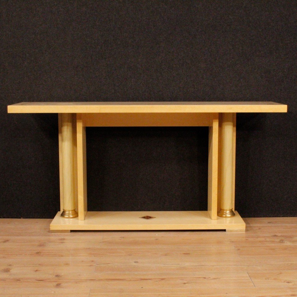 Console italiana in legno esotico del XX secolo-photo-7