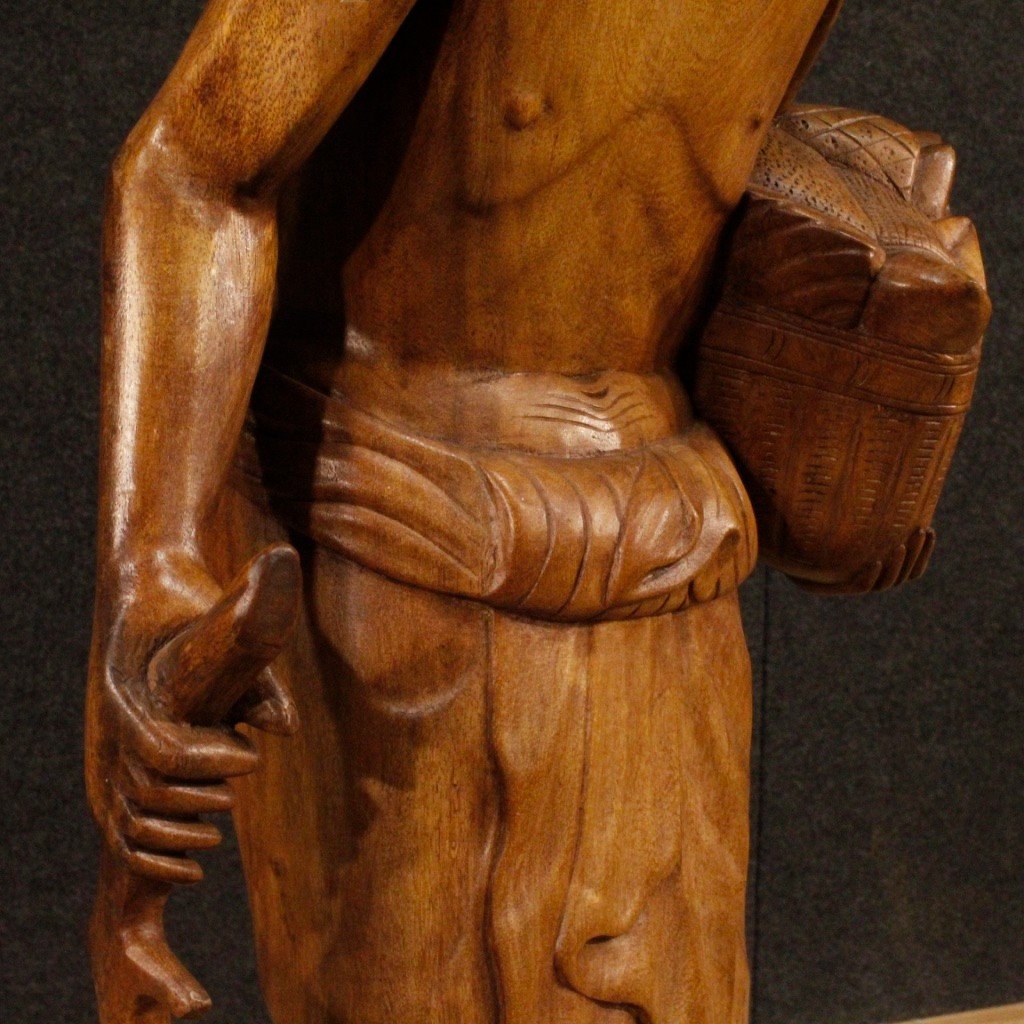 Scultura indiana personaggio in legno esotico del XX secolo-photo-4