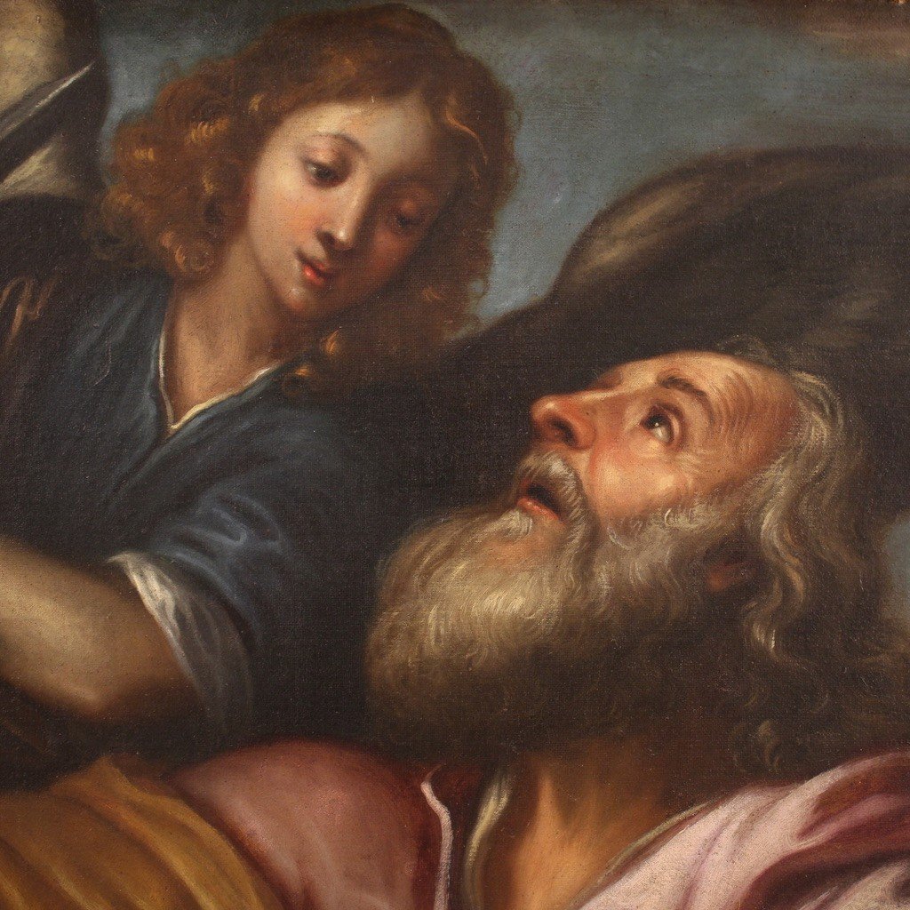 Grande dipinto religioso del XVII secolo, il sacrificio di Isacco-photo-2