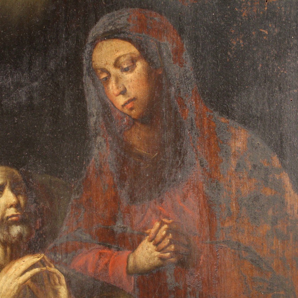 Antico dipinto religioso del XIX secolo, la morte di Giuseppe-photo-3