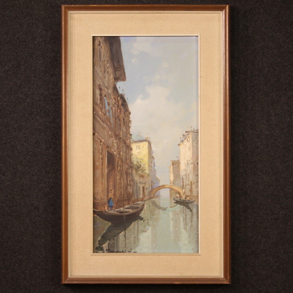 Dipinto italiano firmato, veduta di Venezia-photo-2