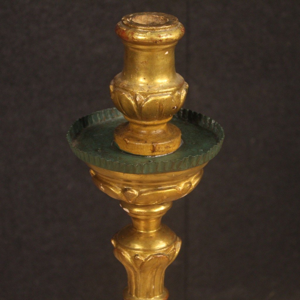 Torciera laccata e dorata del XIX secolo-photo-4